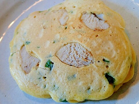 生姜マヨ入り　鶏ハムと葱のホットケーキ♬